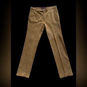 RARE Vintage Ralph Lauren 100% Suade Leather Women's Tan Straight Leg Pants